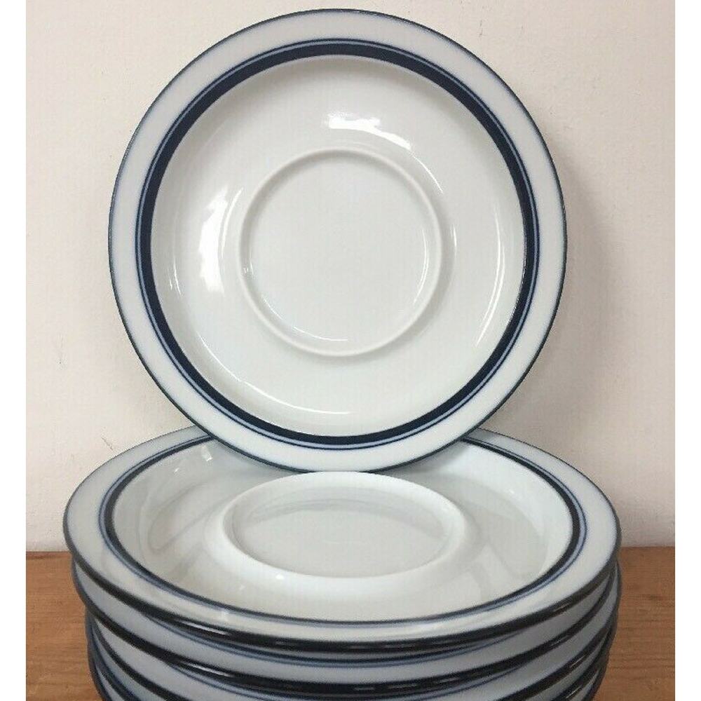 Set 3 Vtg Dansk Bistro Christianhavn Blue White Porcelain Saucers Plates 7.25"